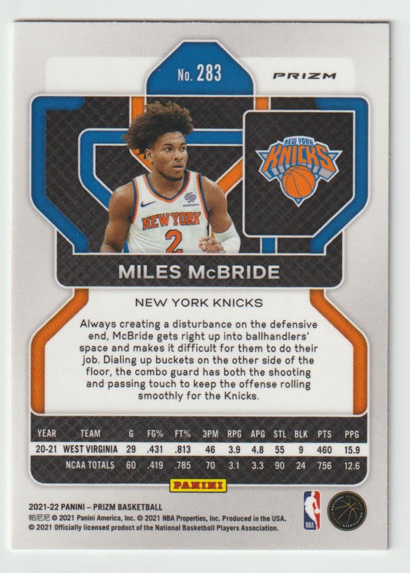 283 Miles McBride - New York Knicks Ice Prizm