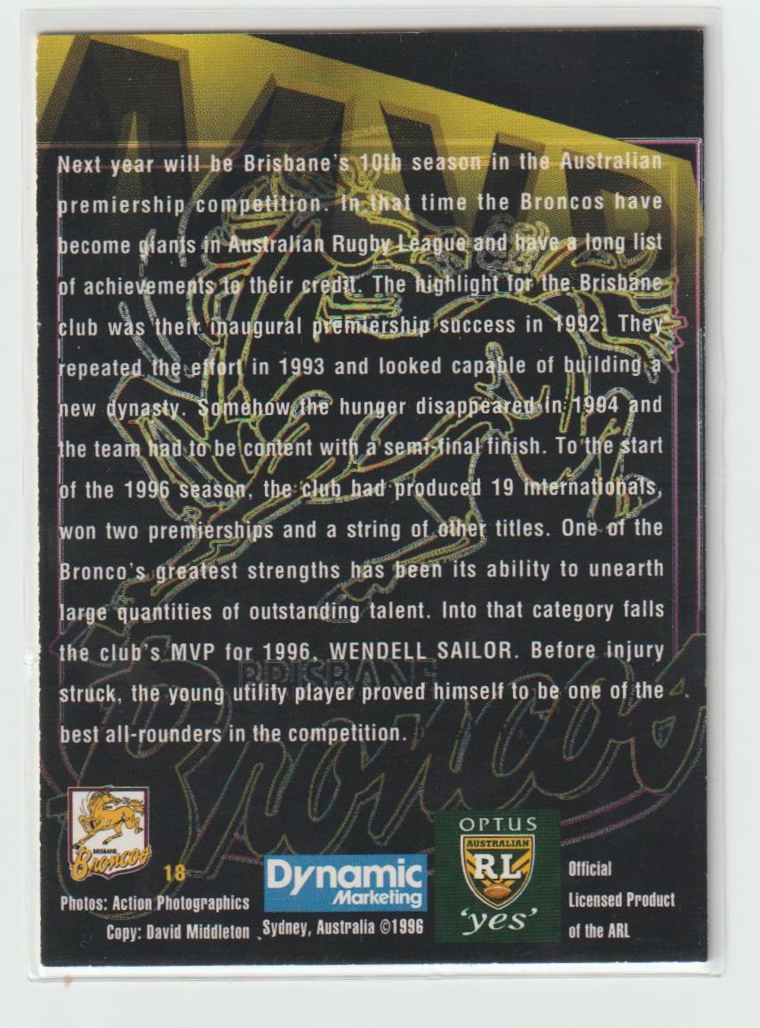 MVP Signature 2 Wendell Sailor Brisbane Broncos 44/400