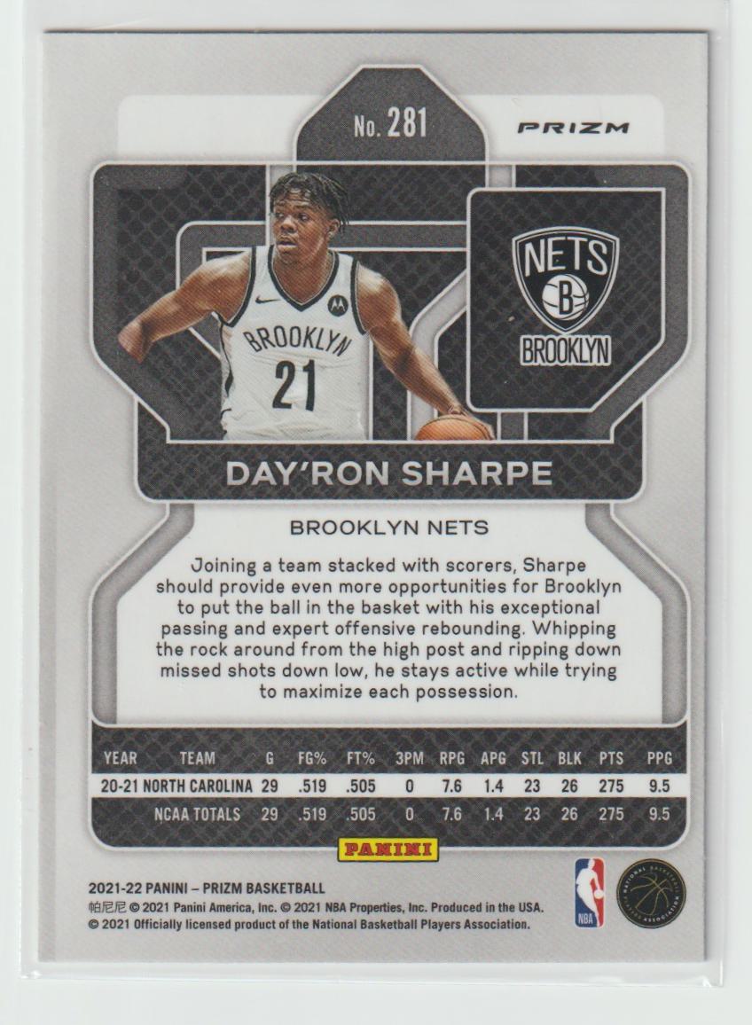 281 Day'Ron Sharpe - Brooklyn Nets Green Prizm