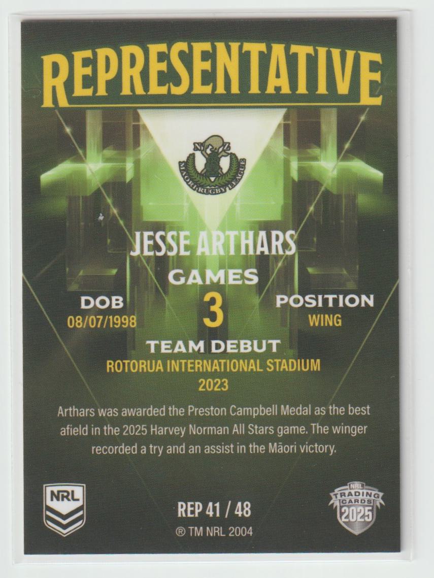 REP41/48 MAORI ALL STARS JESSE ARTHARS