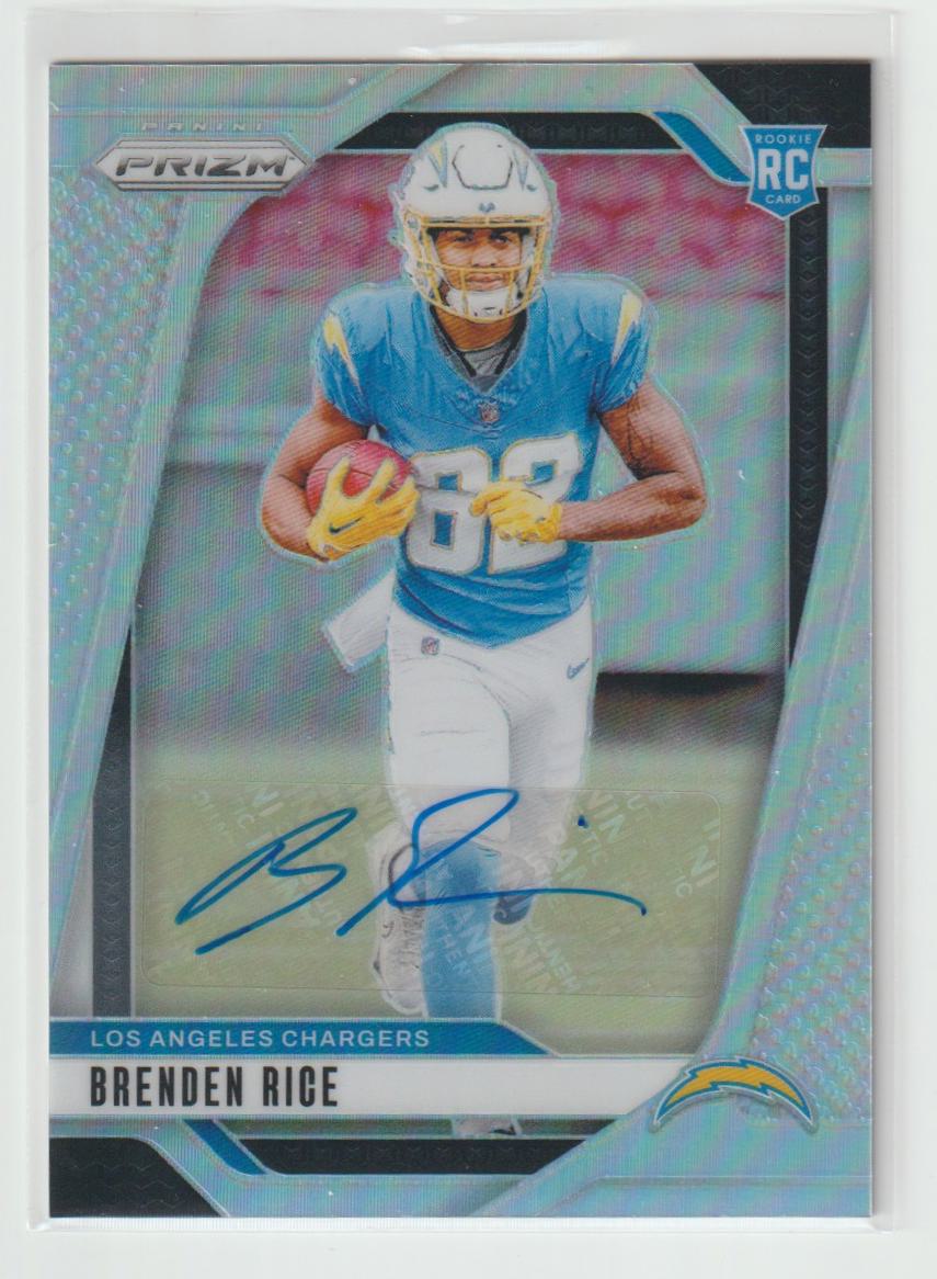 Rookie Autographs 313 Brenden Rice, Los Angeles Chargers Silver Prizm