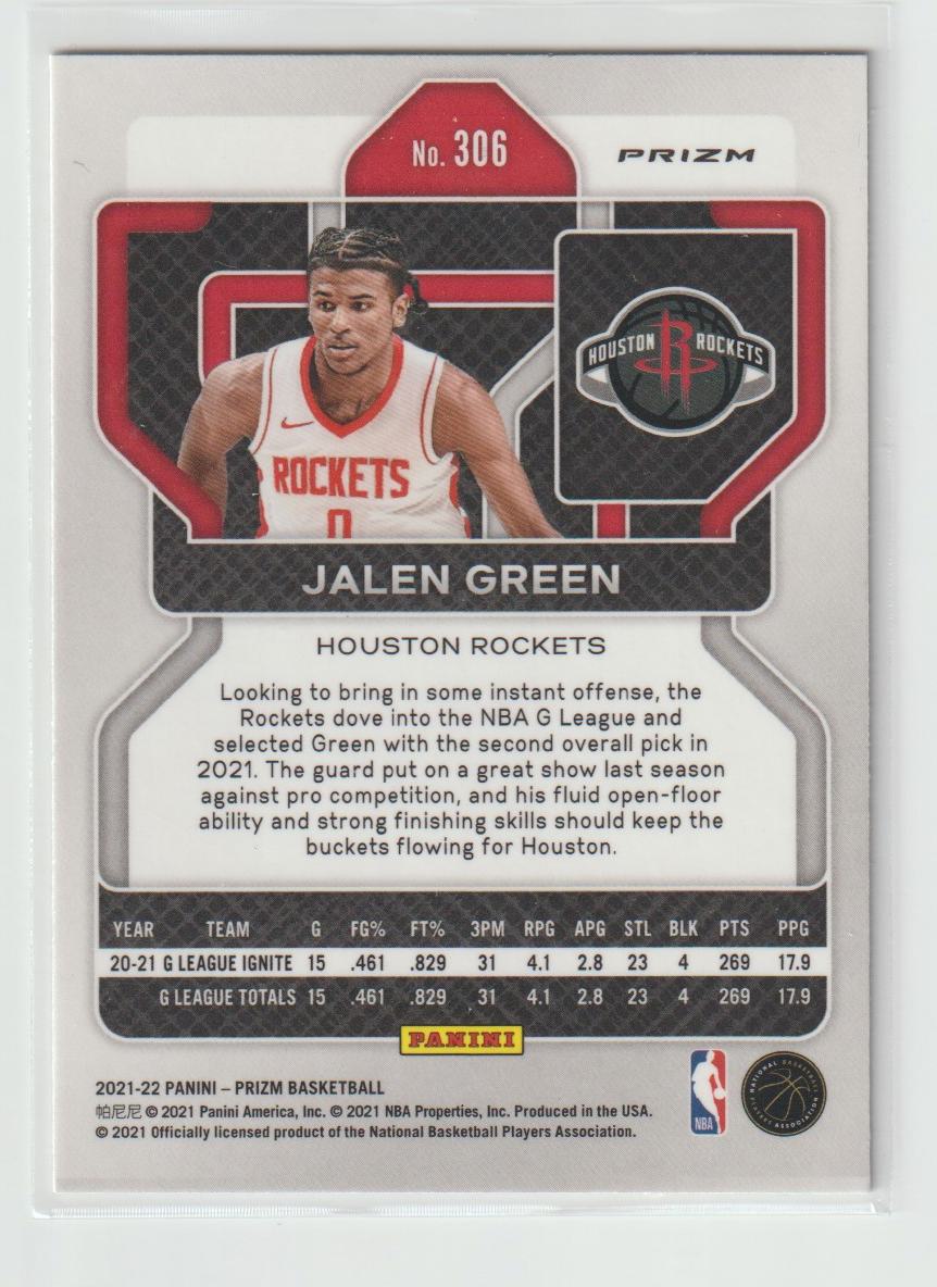 306 Jalen Green - Houston Rockets Silver Prizm