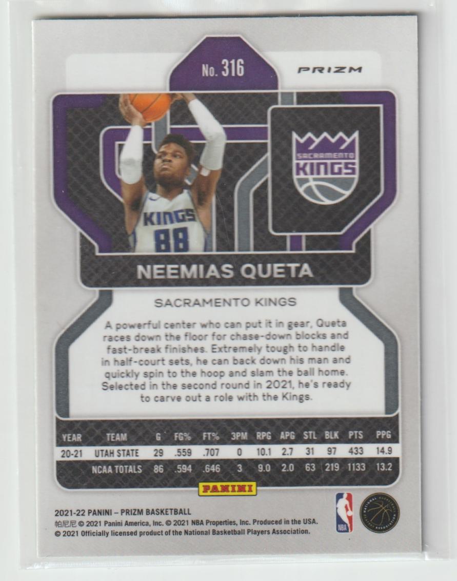 316 Neemias Queta - Sacramento Kings Green Prizm