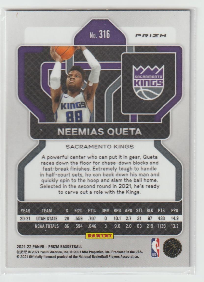316 Neemias Queta - Sacramento Kings Silver Prizm