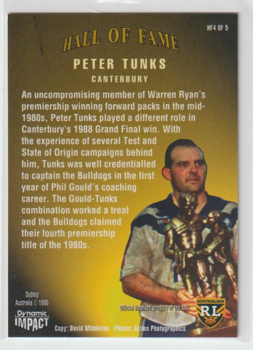Hall of Fame HF4 Peter Tunks Canterbury Bankstown Bulldogs
