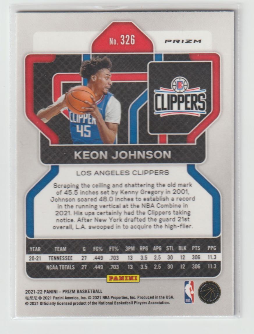 326 Keon Johnson - Los Angeles Clippers 75th Anniversary
