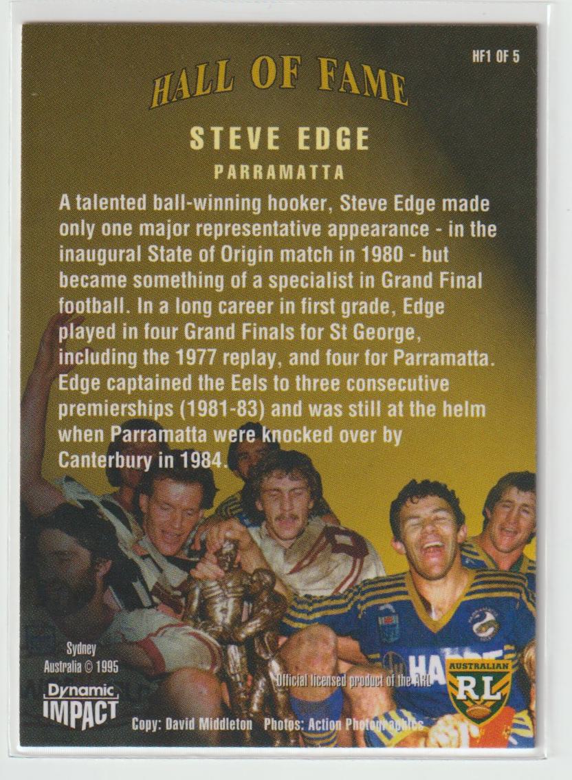 Hall of Fame HF1 Steve Edge Parramatta Eels Rare Pebbled