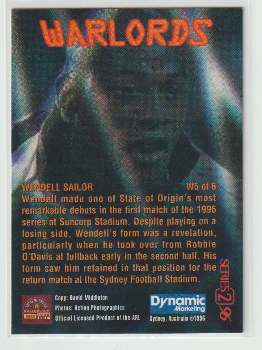 Warlords W5 Wendell Sailor QLD Maroons