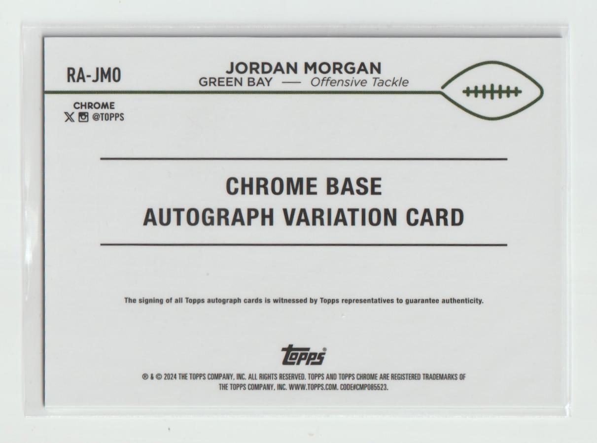 Rookie Autographs RA-JMO Jordan Morgan, Green Bay Packers 169/199