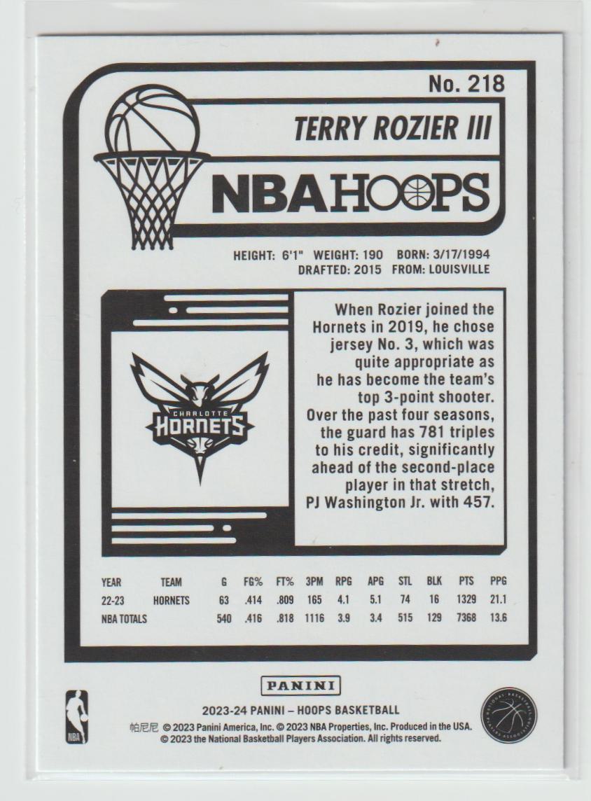 218 Terry Rozier III - Charlotte Hornets Teal Explosion