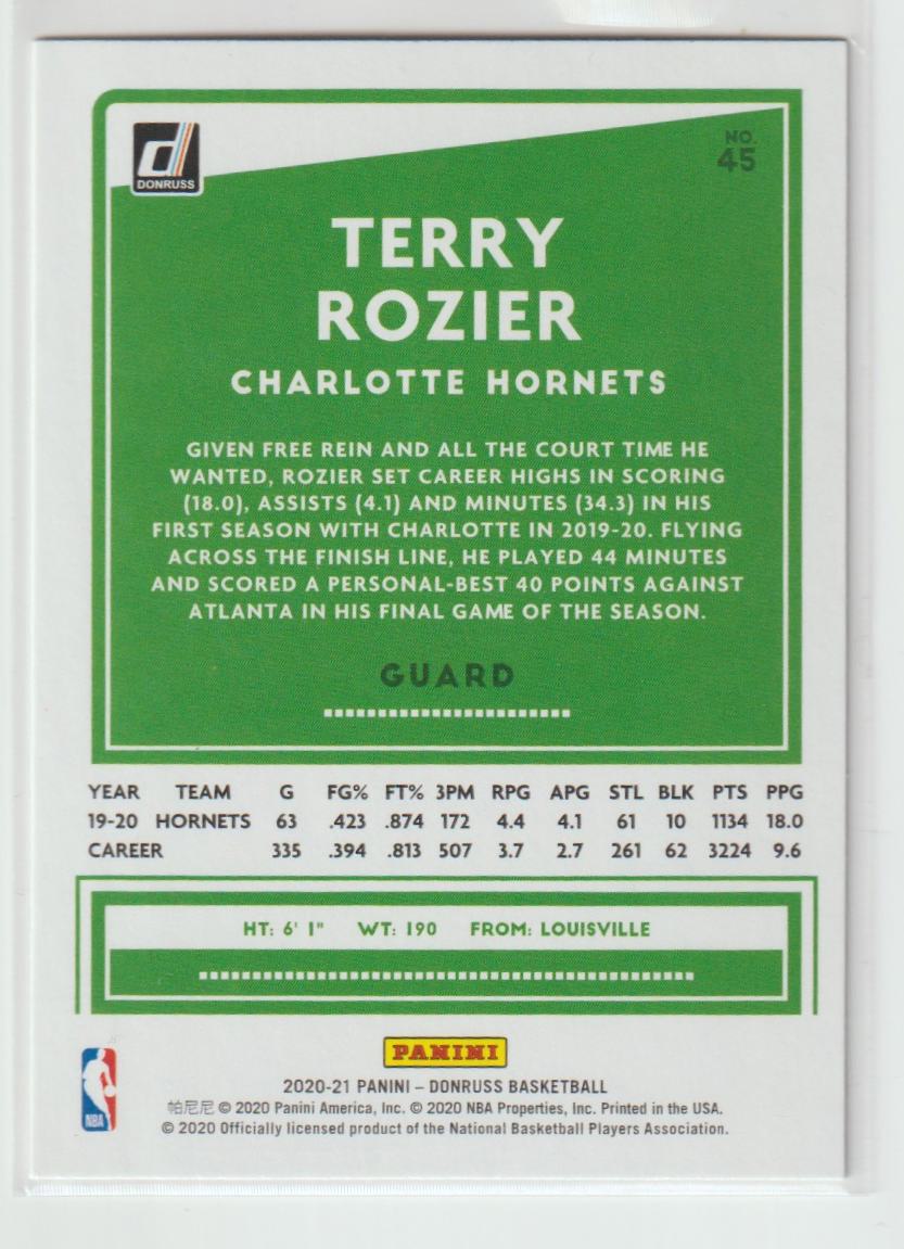 045 Terry Rozier - Charlotte Hornets Orange Laser