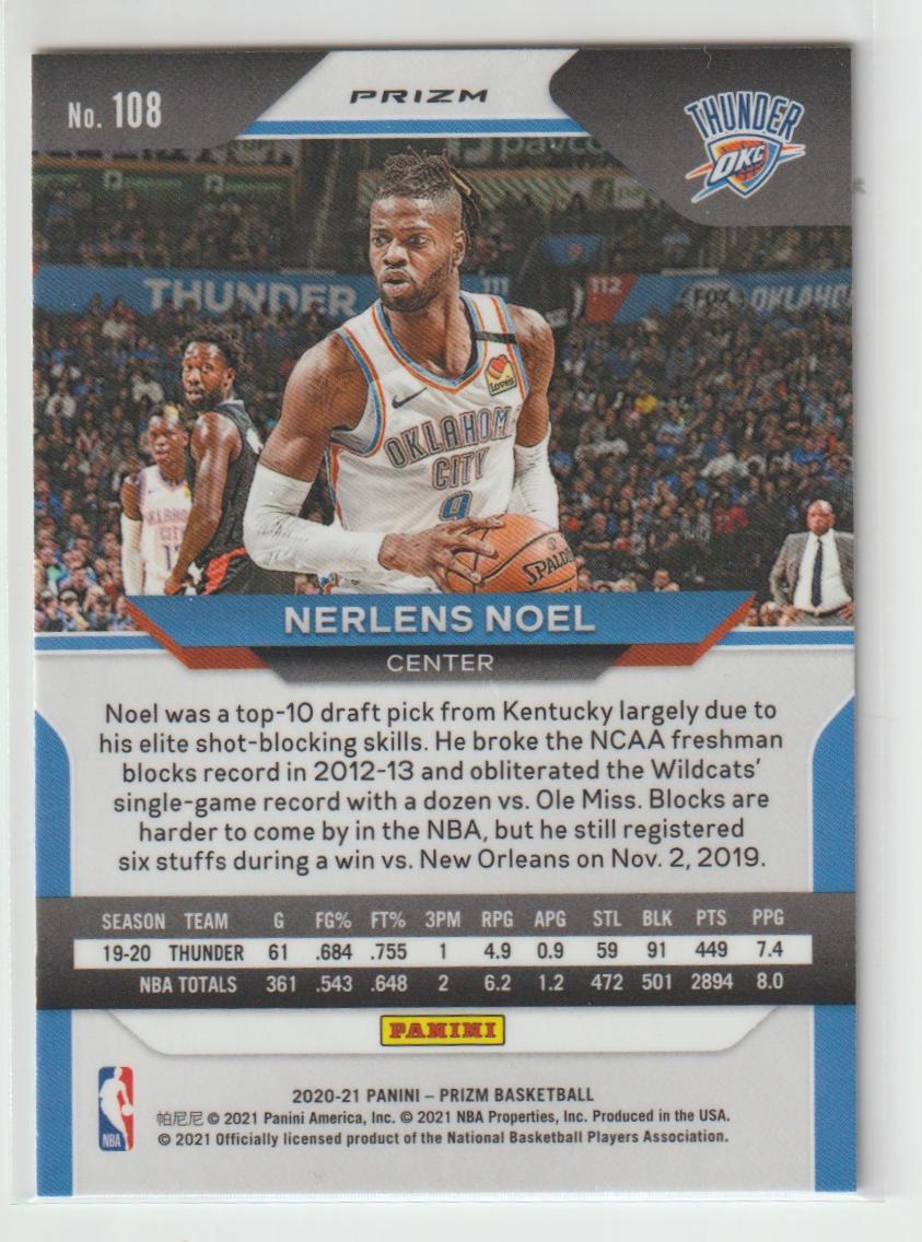 108 Nerlens Noel Oklahoma City Thunder Silver Prizm