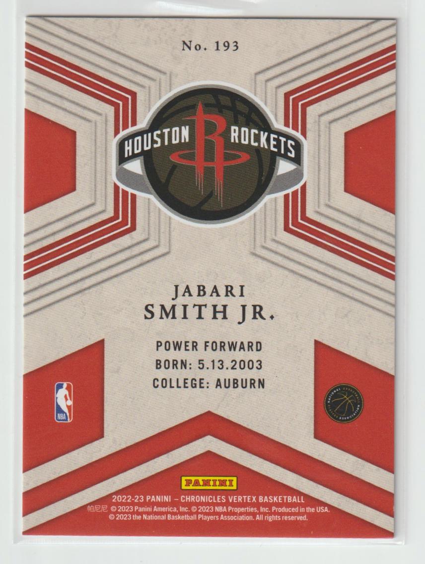 193 Jabari Smith Jr. - Houston Rockets Asia Red 44/48