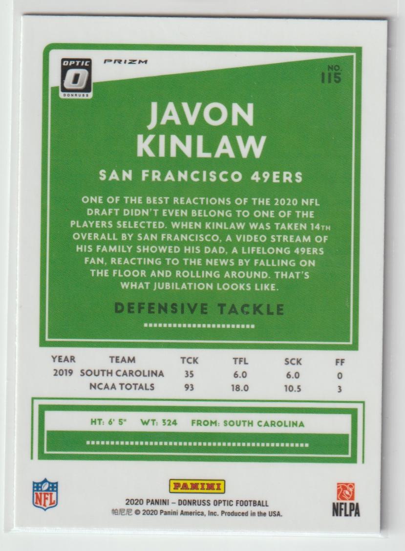 115 Javon Kinlaw - San Francisco 49ers Purple Shock
