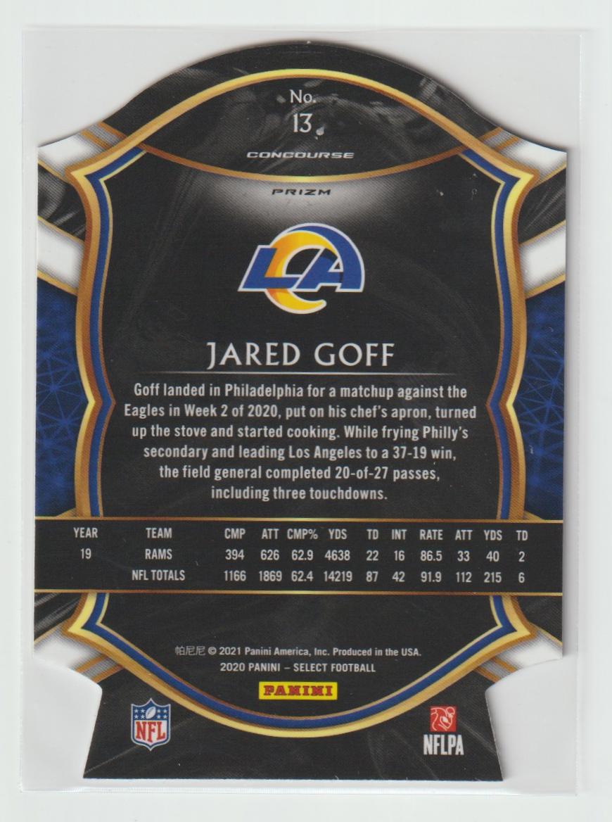 013 Jared Goff Los Angeles Rams Red Prizm Die Cut