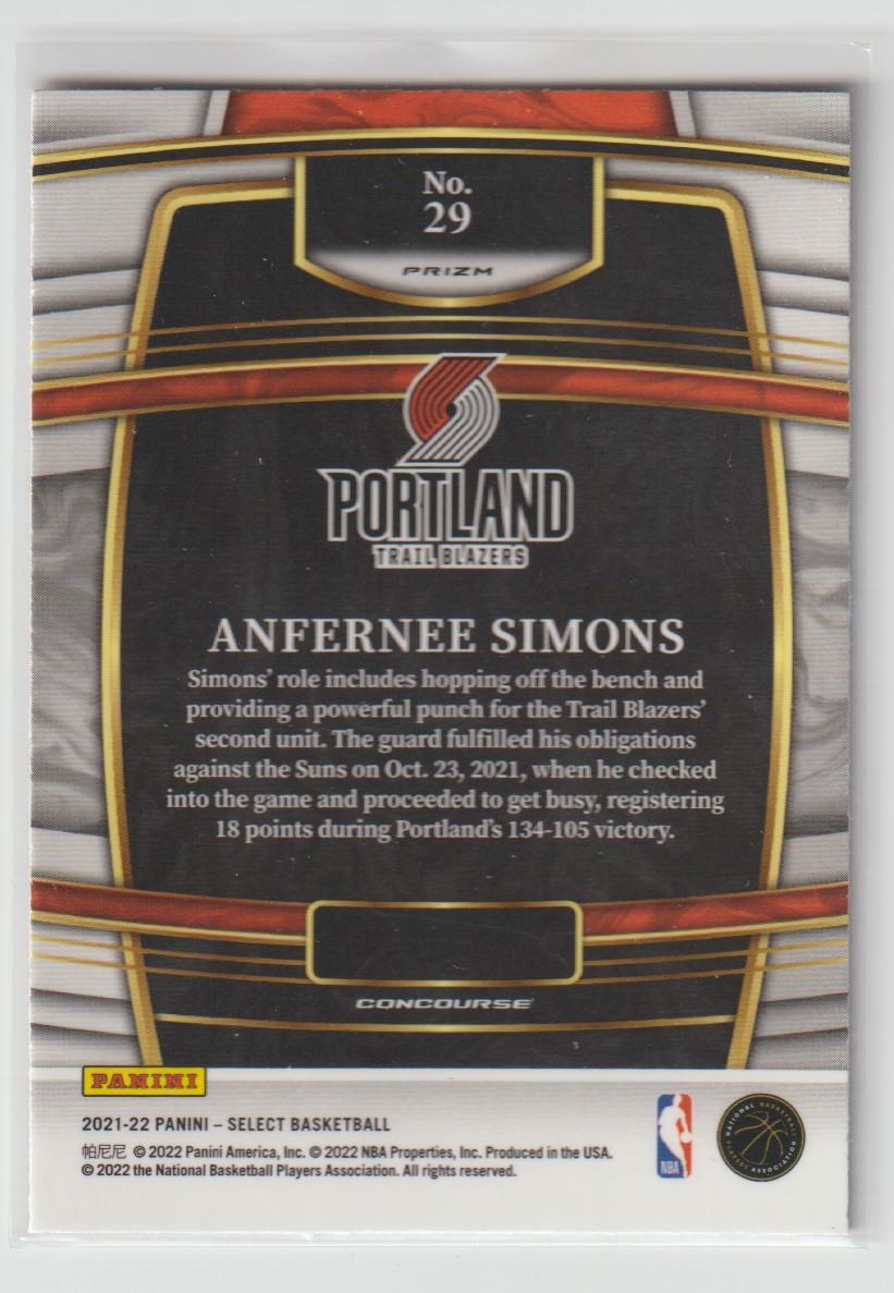 029 Anfernee Simons - Portland Trail Blazers Red Wave