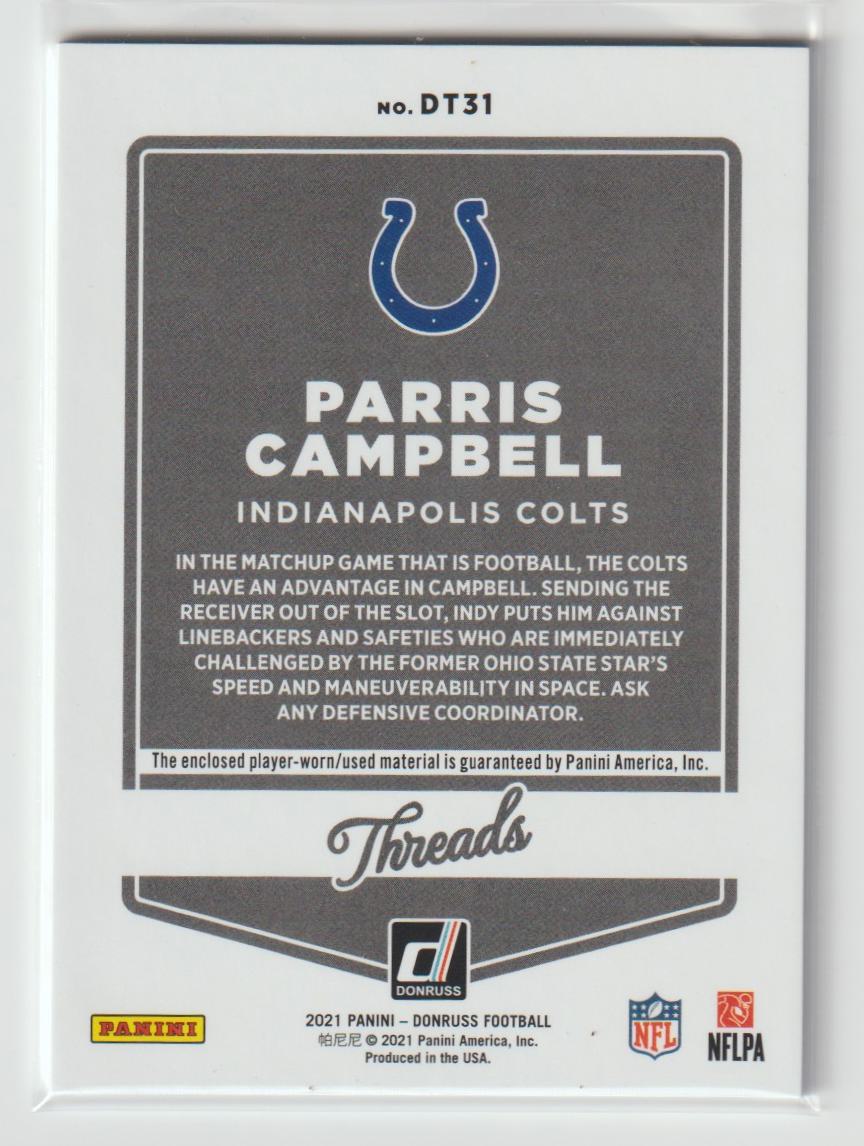 Donruss Threads DT31 Parris Campbell - Indianapolis Colts