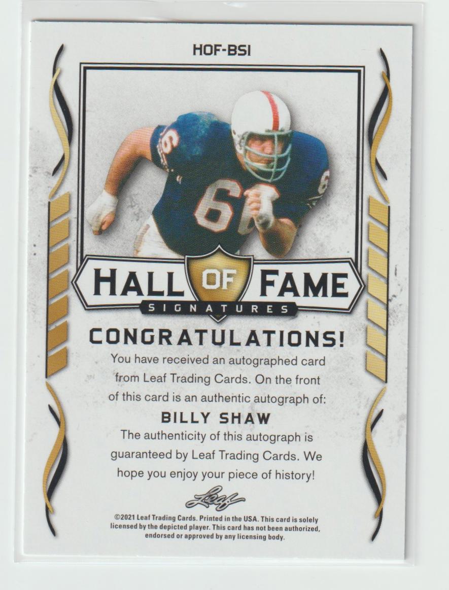 HOF-BS1 Billy Shaw Buffalo Bills Green