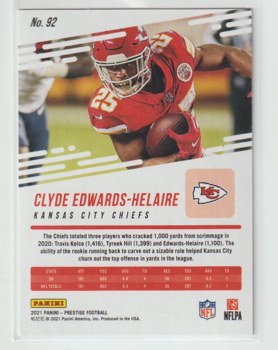 092 Clyde Edwards-Helaire - Kansas City Chiefs Xtra Points Blue 131/249