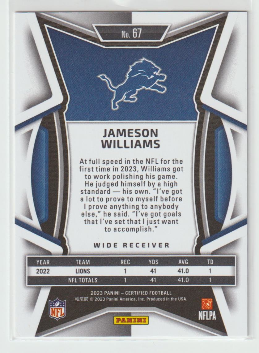067 Jameson Williams - Detroit Lions Orange 141/149