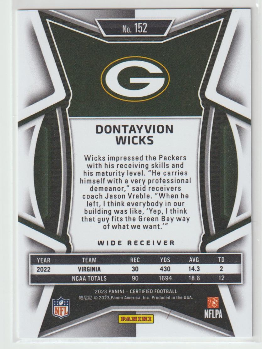 152 Dontayvion Wicks - Green Bay Packers Bronze 63/275