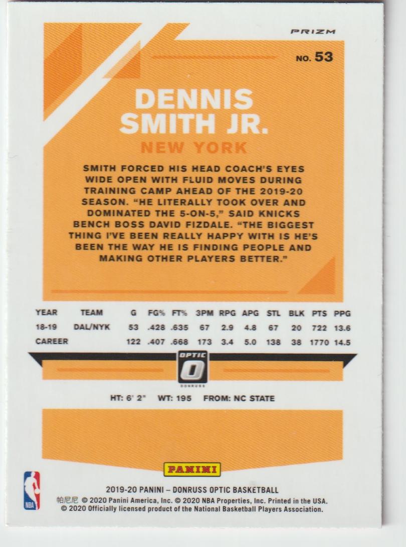053 Dennis Smith Jr. - New York Knicks Hyper Pink Prizm