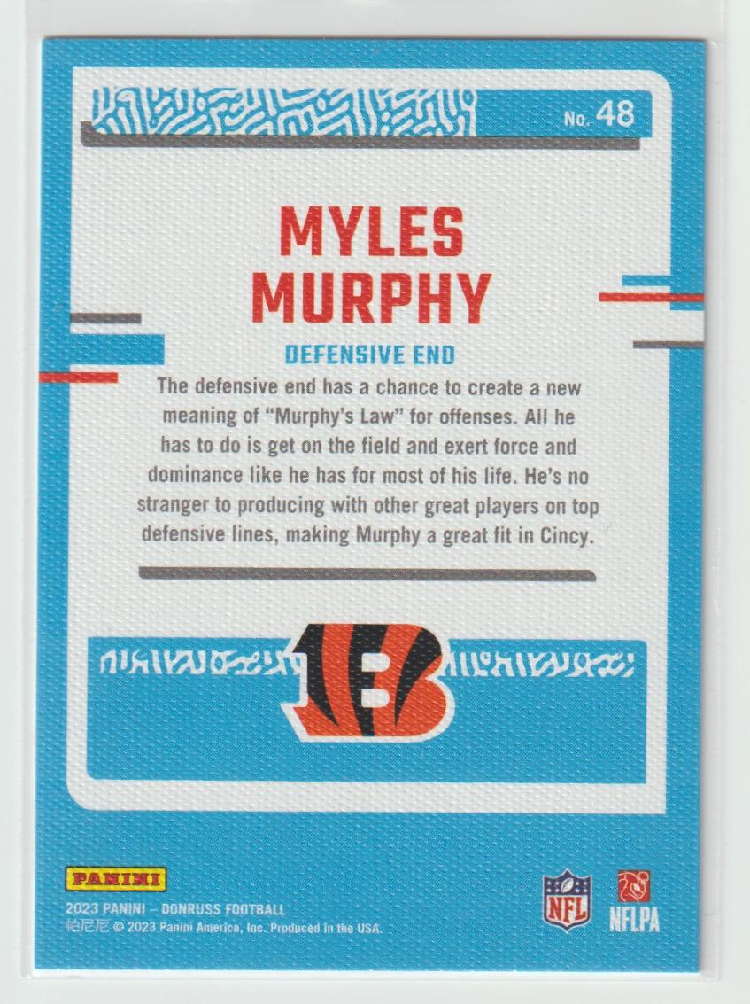 Rated Rookie Portraits 48 Myles Murphy, Cincinnati Bengals