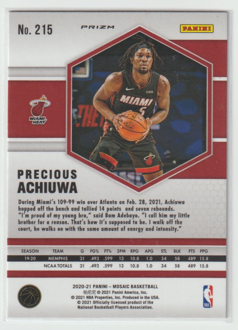 215 Precious Achiuwa - Miami Heat Camo Pink