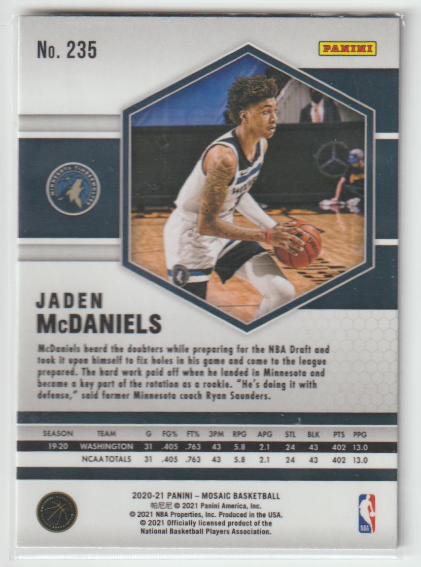 235 Jaden McDaniels - Minnesota Timberwolves Mosaic