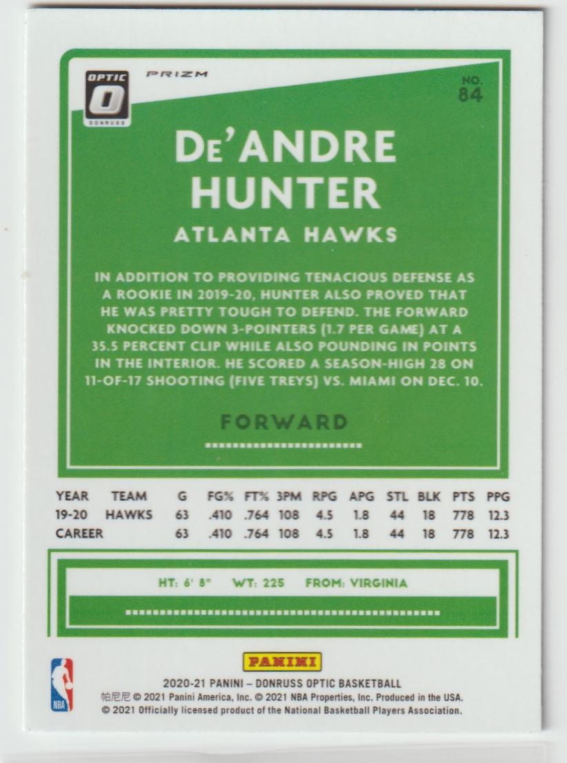 084 De'Andre Hunter - Atlanta Hawks Holo