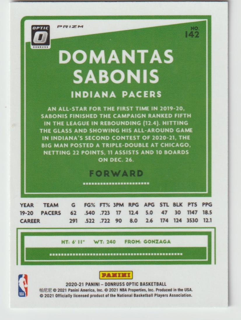 142 Domantas Sabonis - Indiana Pacers Holo