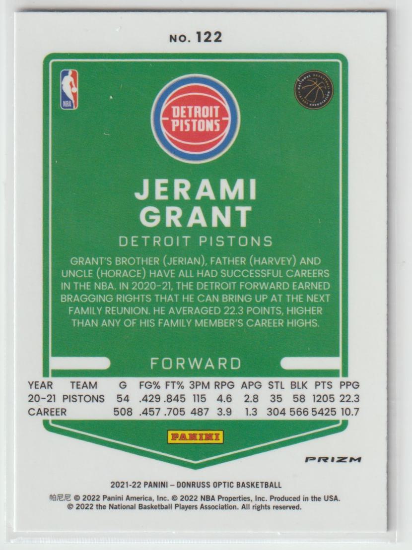 122 Jerami Grant - Detroit Pistons Purple