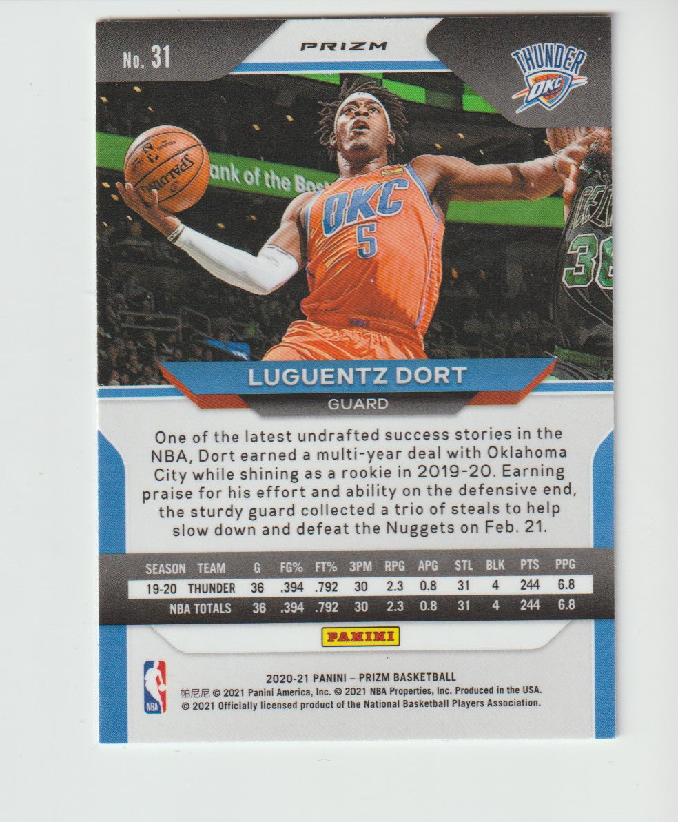 031 Luguentz Dort - Oklahoma City Thunder Silver Prizm
