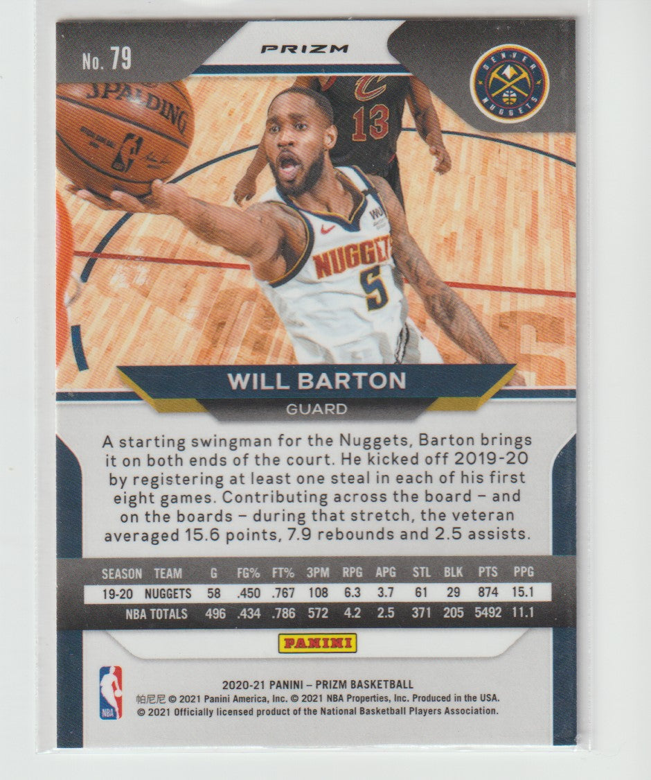 079 Will Barton - Denver Nuggets Silver Prizm