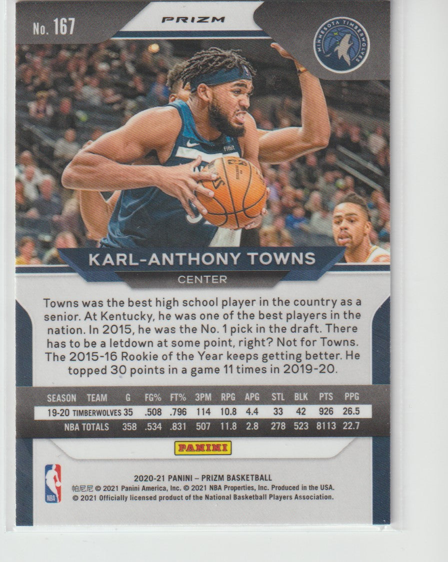 167 Karl-Anthony Towns - Minnesota Timberwolves Red White Blue Prizm
