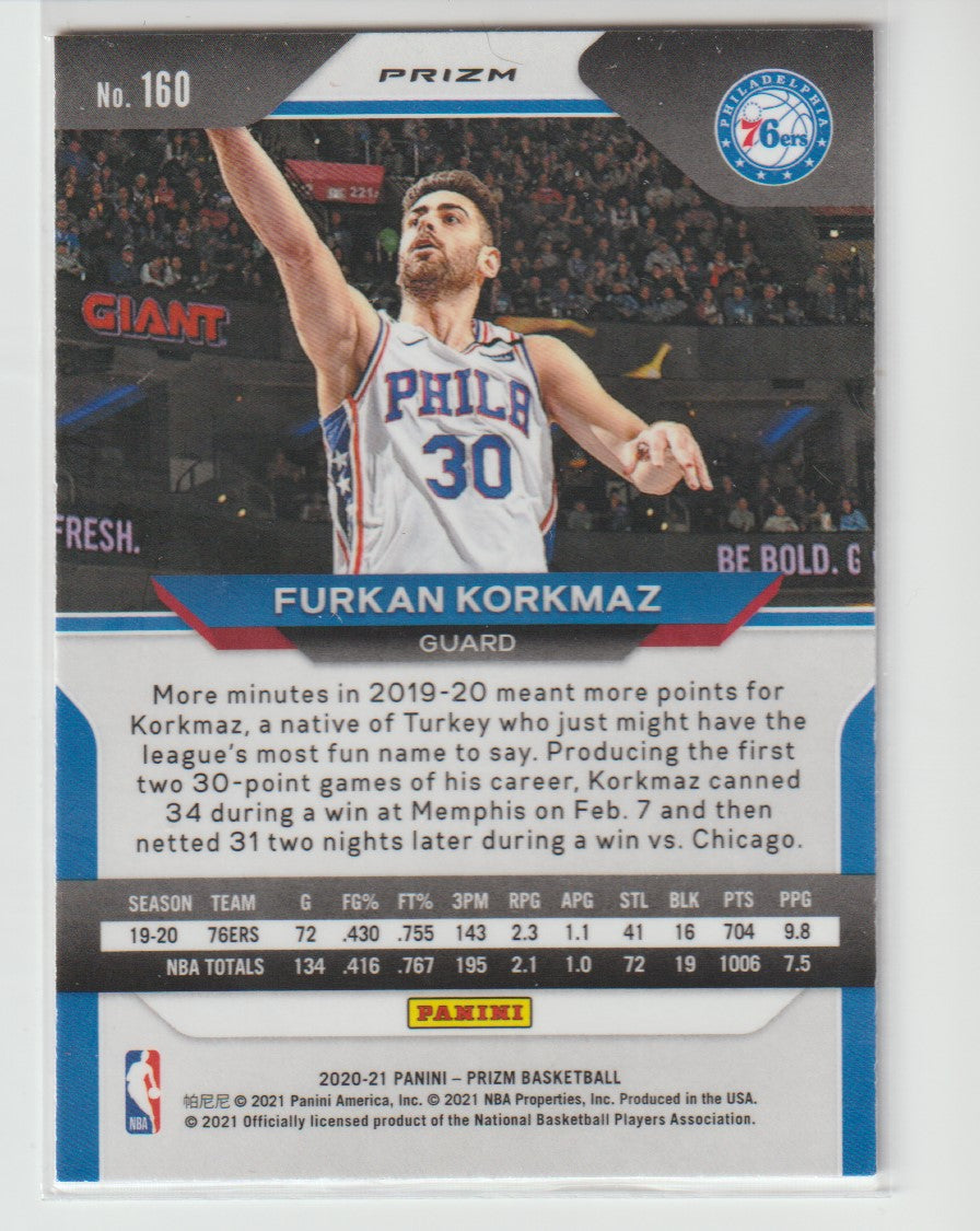 160 Furkan Korkmaz - Philadelphia 76ers Ruby Wave Prizm