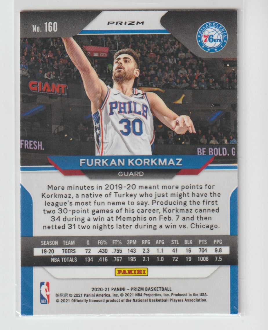 160 Furkan Korkmaz - Philadelphia 76ers Pink Ice Prizm