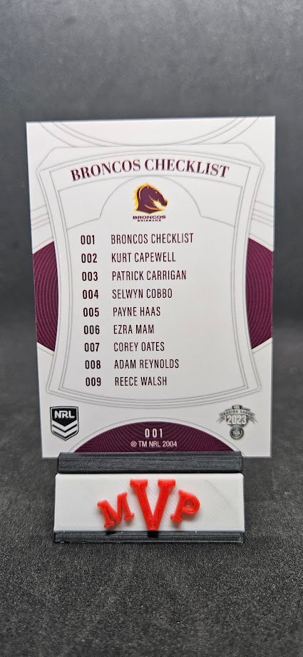 001 BRONCOS CHECKLIST - Brisbane Broncos