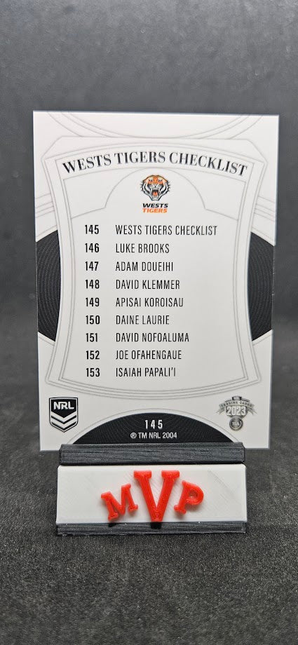 145 WESTS TIGERS CHECKLIST - West Tigers