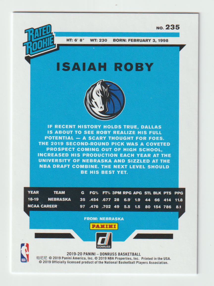 235 Isaiah Roby - Dallas Mavericks Red Press Proof 39/99