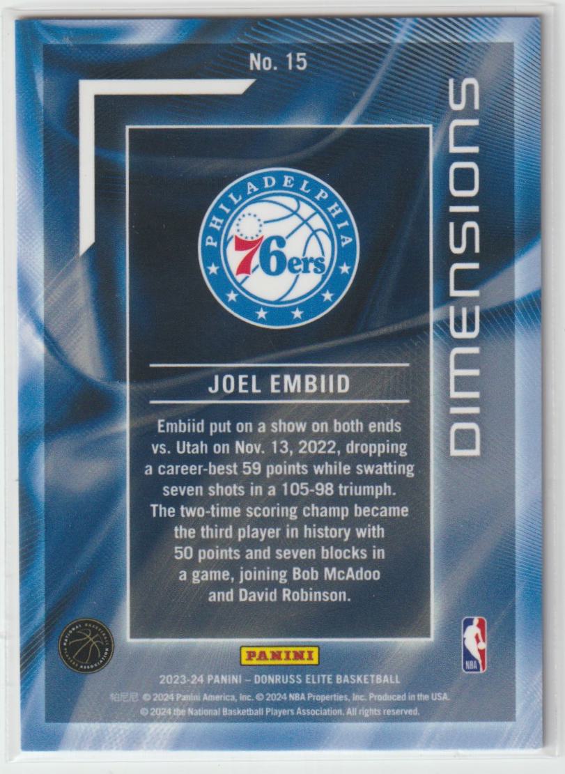 Dimensions 15 Joel Embiid Philadelphia 76ers