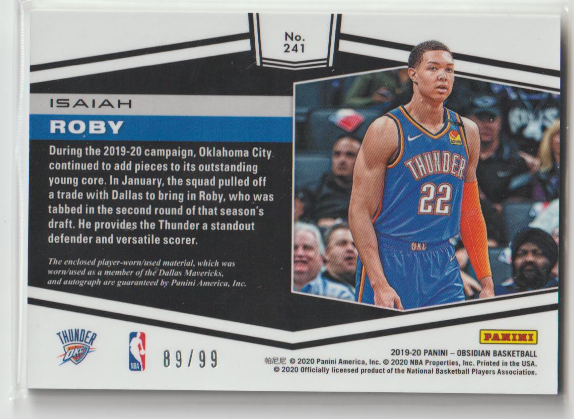 Rookie Jersey Autograph 241 Isaiah Roby - Oklahoma City Thunder 89/99