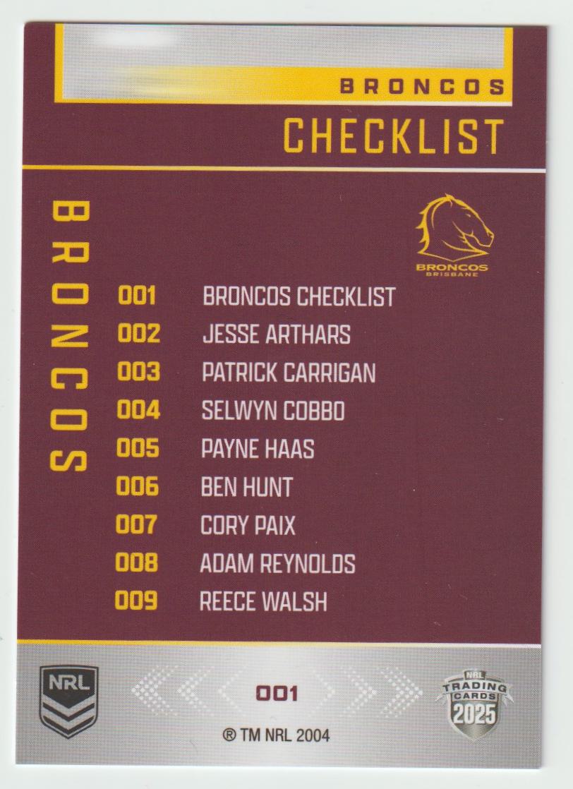 001 BRONCOS CHECKLIST