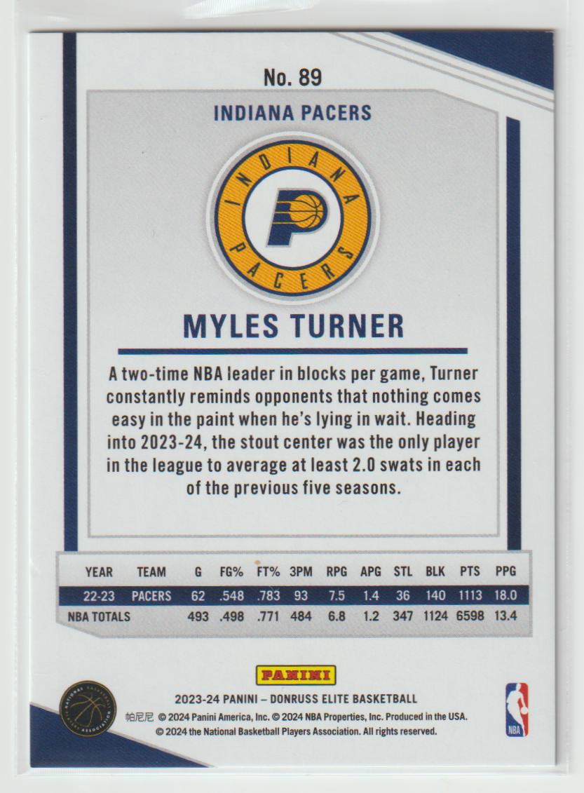 089 Myles Turner Indiana Pacers Hyper Green International 1/24