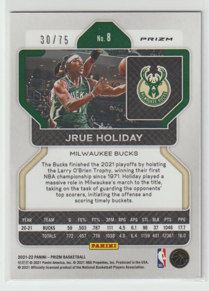 008 Jrue Holiday Milwaukee Bucks Fast Break Purple Disco 30/75