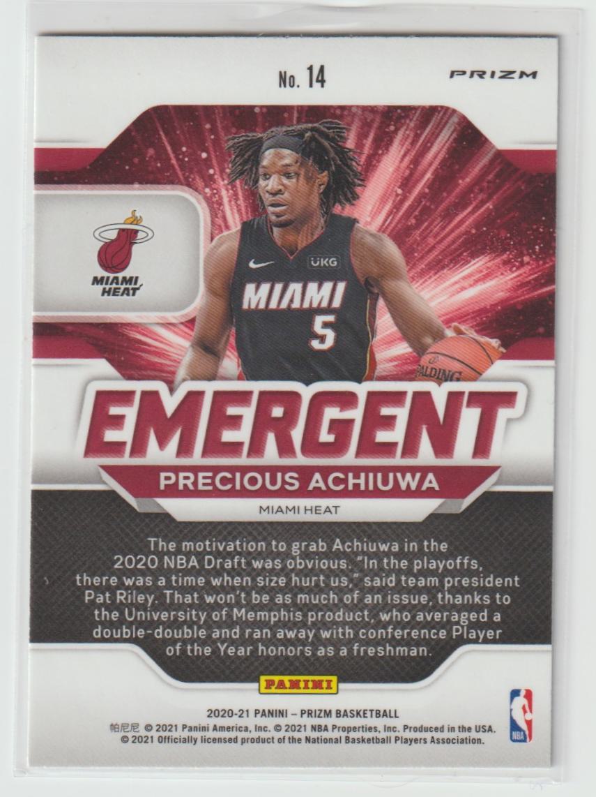 Emergent 14 Precious Achiuwa Miami Heat Silver Prizm