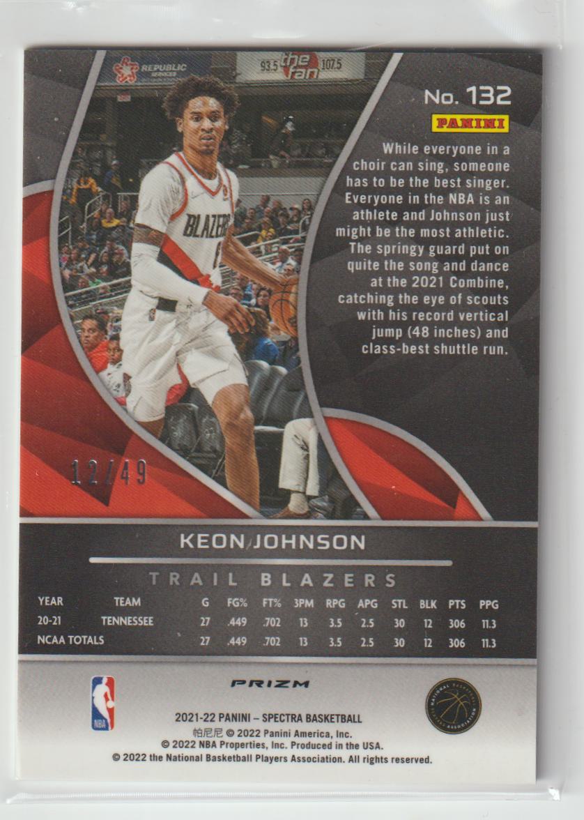 132 Keon Johnson - Portland Trail Blazers Interstellar 12/49