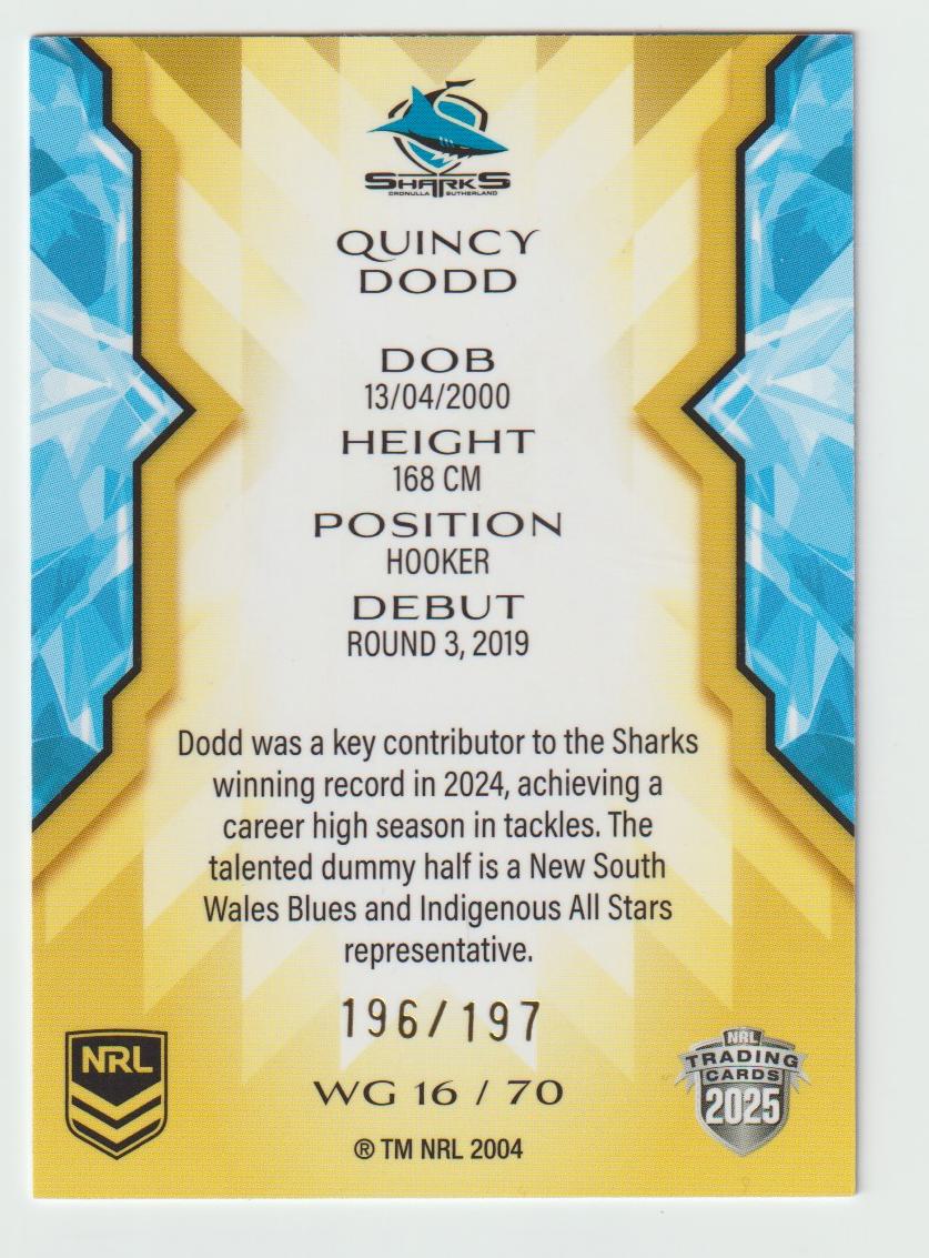 WG 016 SHARKS QUINCY DODD 196/197