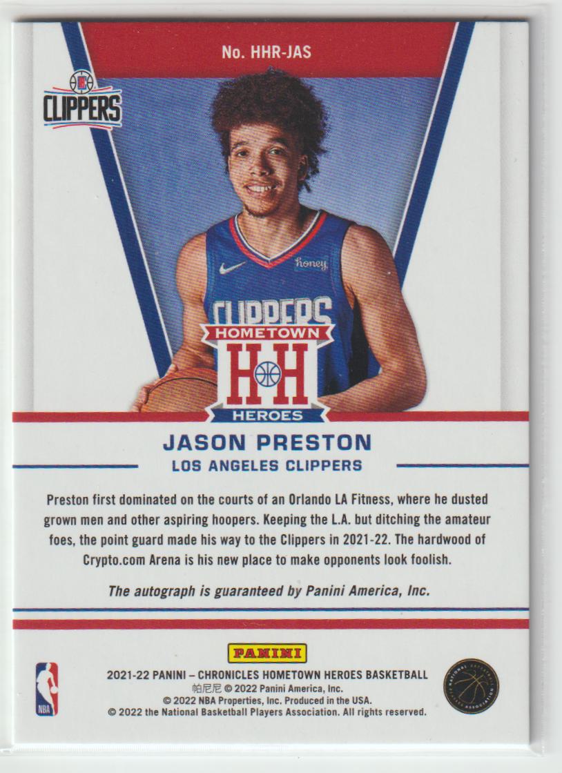 Hometown Heroes Rookie Auto HHR-JAS Jason Preston - Los Angeles Clippers 97/149