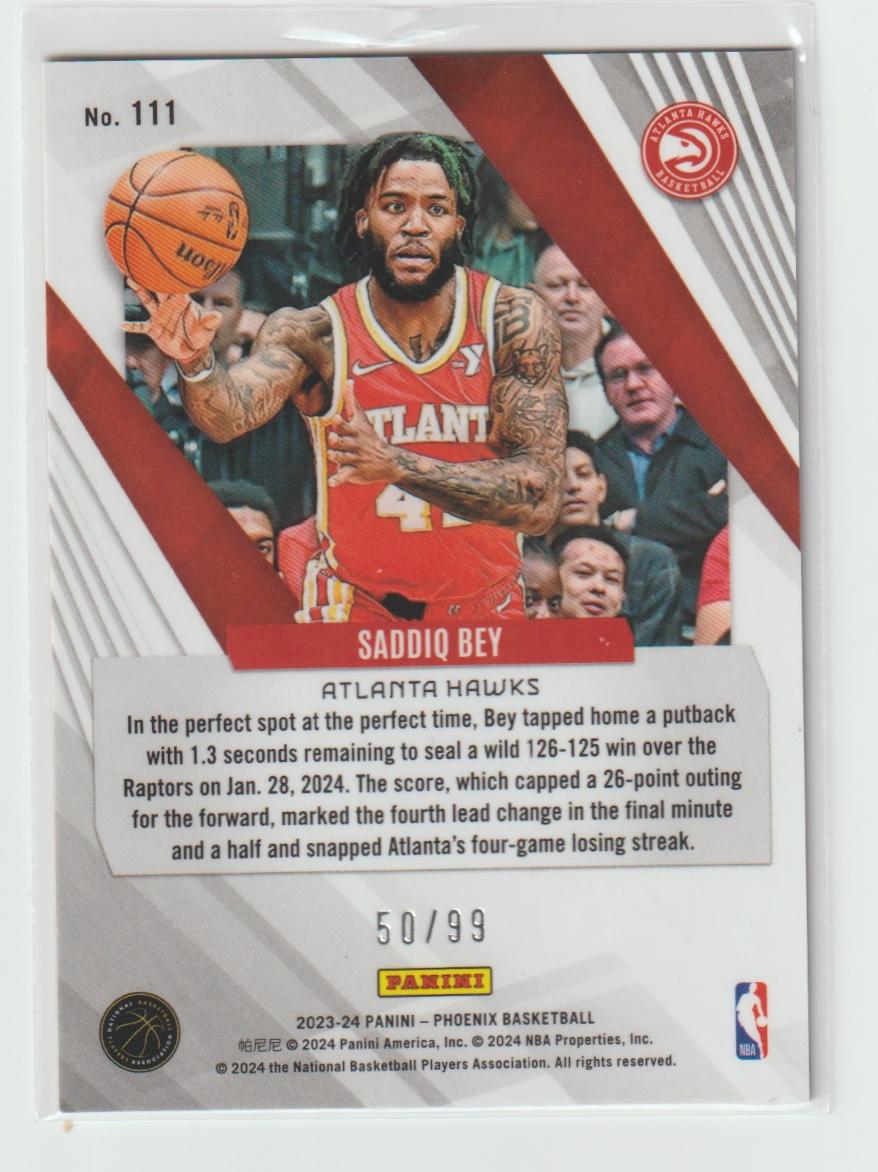 111 Saddiq Bey, Atlanta Hawks Orange 50/99